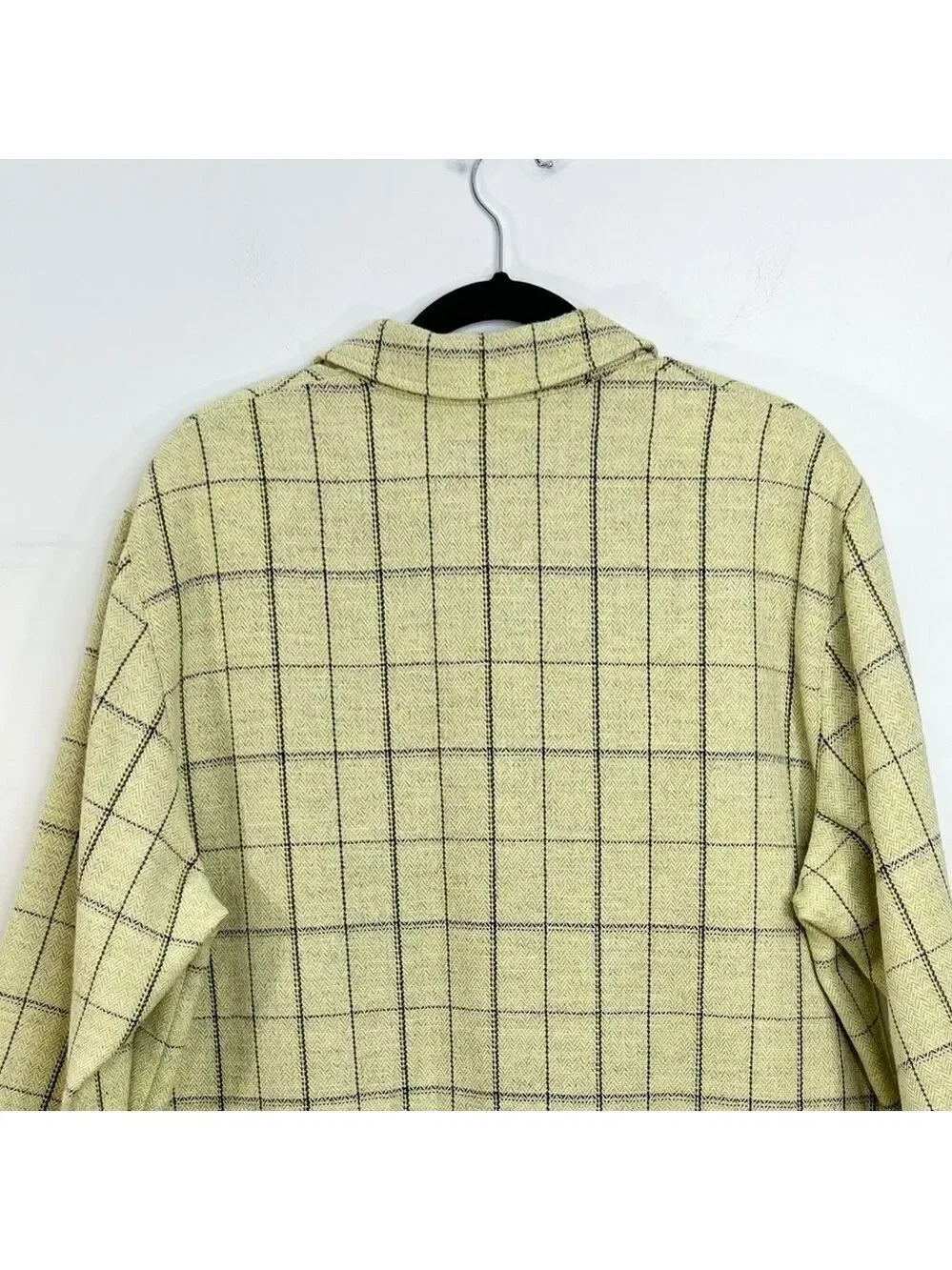 Eugen Klein Germany pale green boxy plaid 100% wool overshirt shacket 14 - Picture 6 of 15
